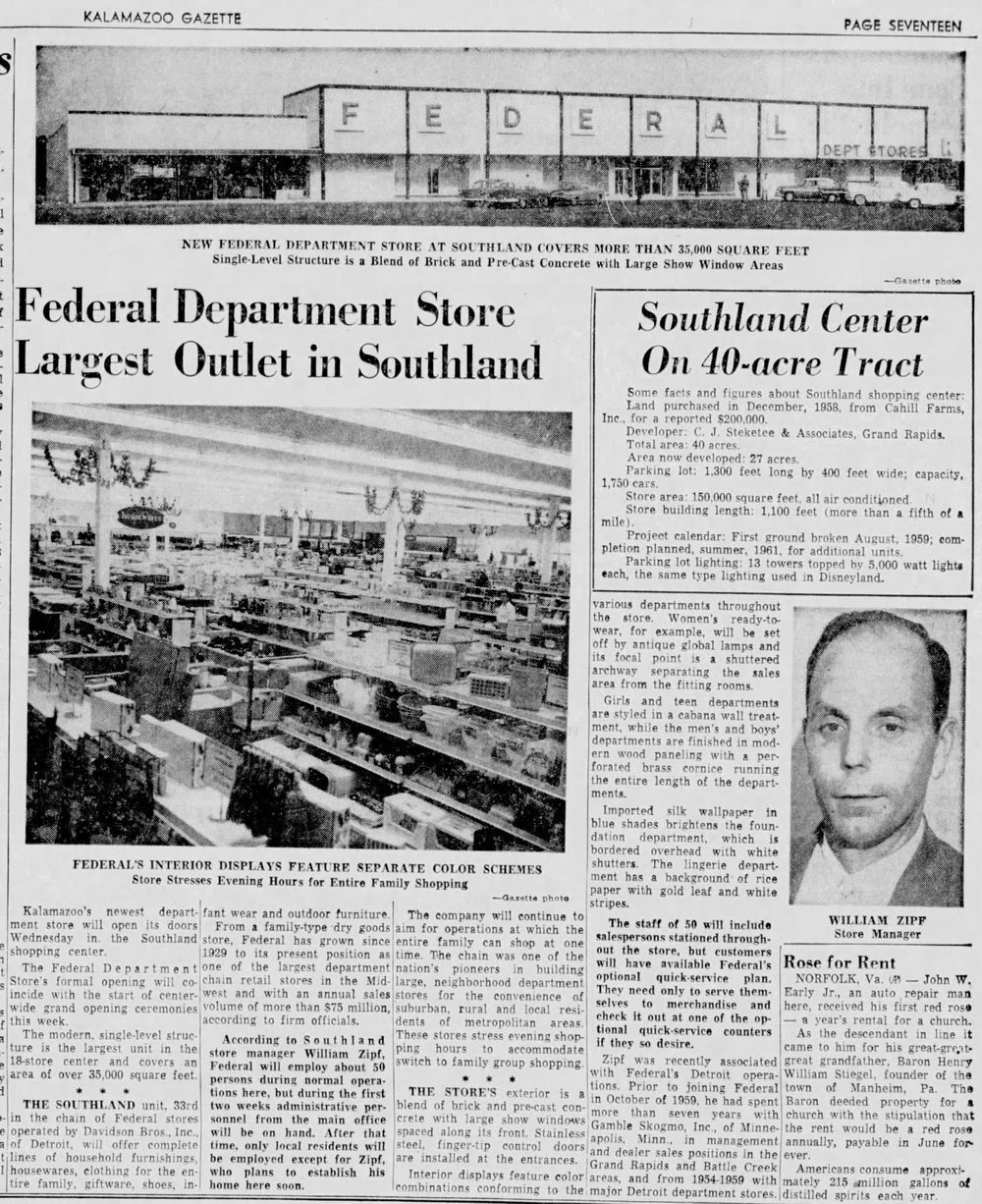 Federals (Federal Department Store) - Portage - 6290 S Westnedge Ave Aug 1960